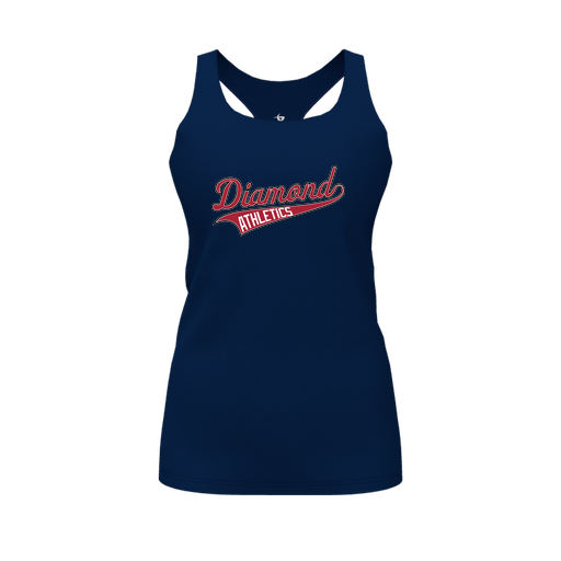 [CUS-DFW-RCBK-PER-NVY-FYS-LOGO2] Racerback Tank Top (Female Youth S, Navy, Logo 2)