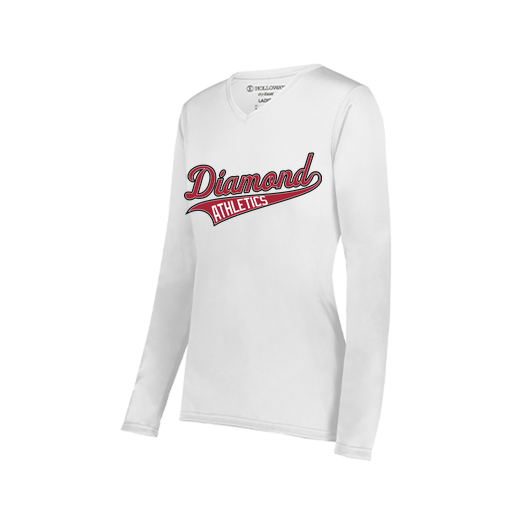 [222824.005.S-LOGO2] Ladies LS Smooth Sport Shirt (Female Adult S, White, Logo 2)